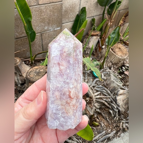 Brazilian Pink Amethyst Purple Flower Agate Tower - Picture 5 of 11